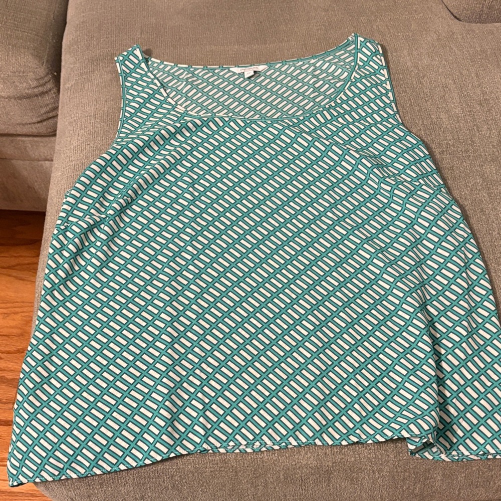 Banana Republic Teal and White Geometric Blouse